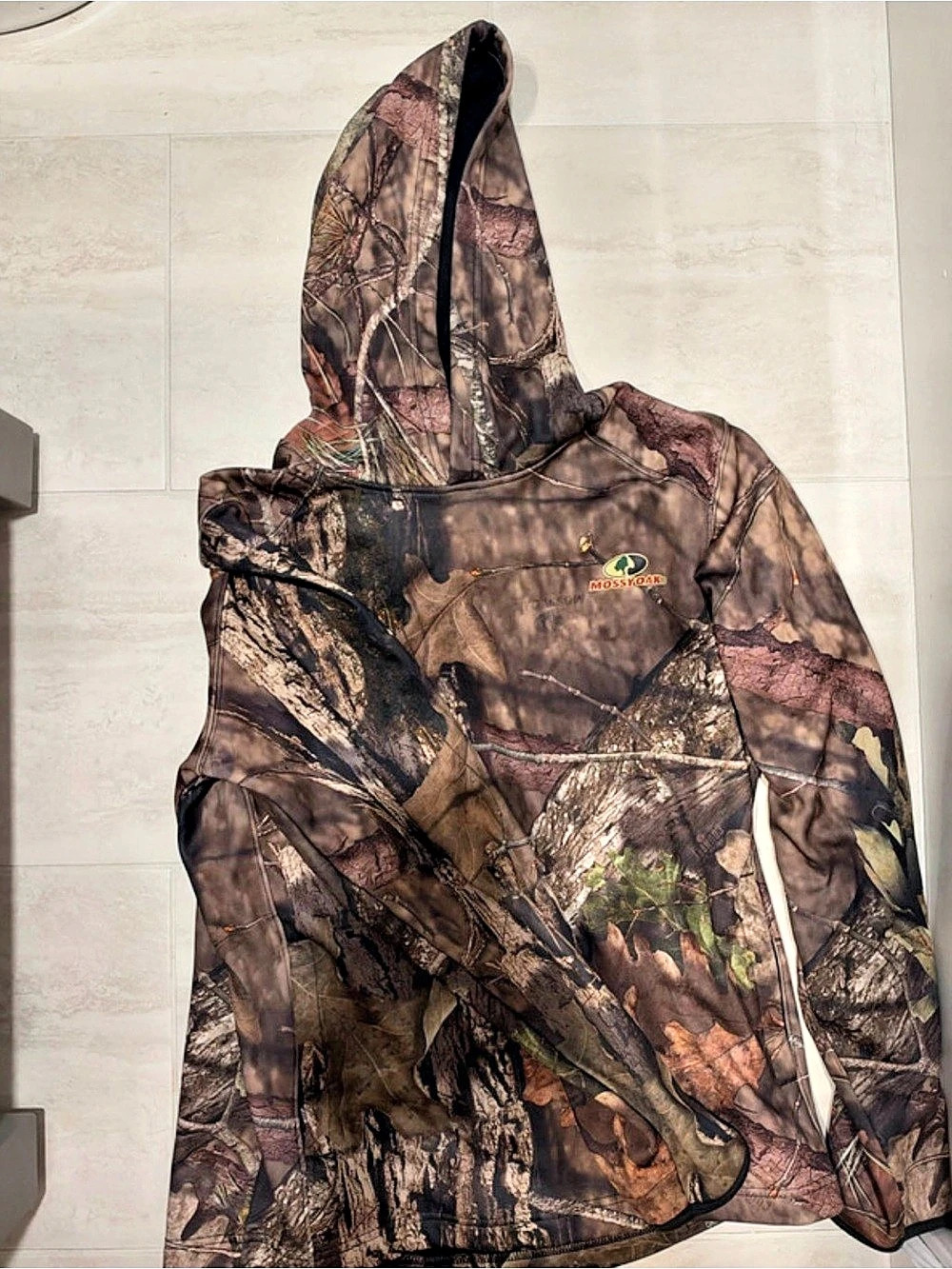 Mossy Oak Performance Fleece Brand Logo Hoodie Brown & Green Medium